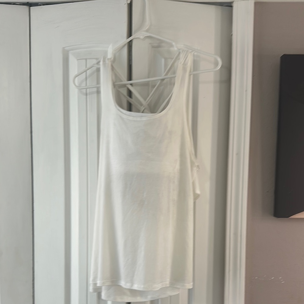 White Tank Top with Crisscross Back